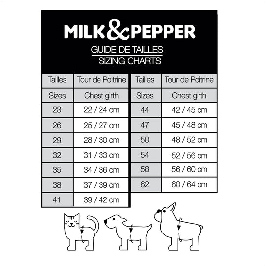 guide des tailles milk and pepper