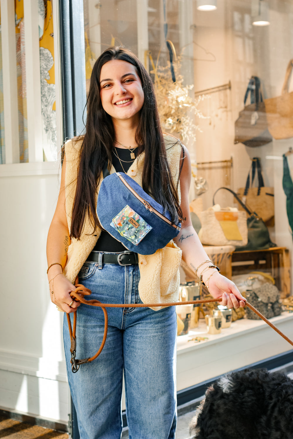 Ensemble Banane Blue Jean - pochette friandise chien Akuarelle