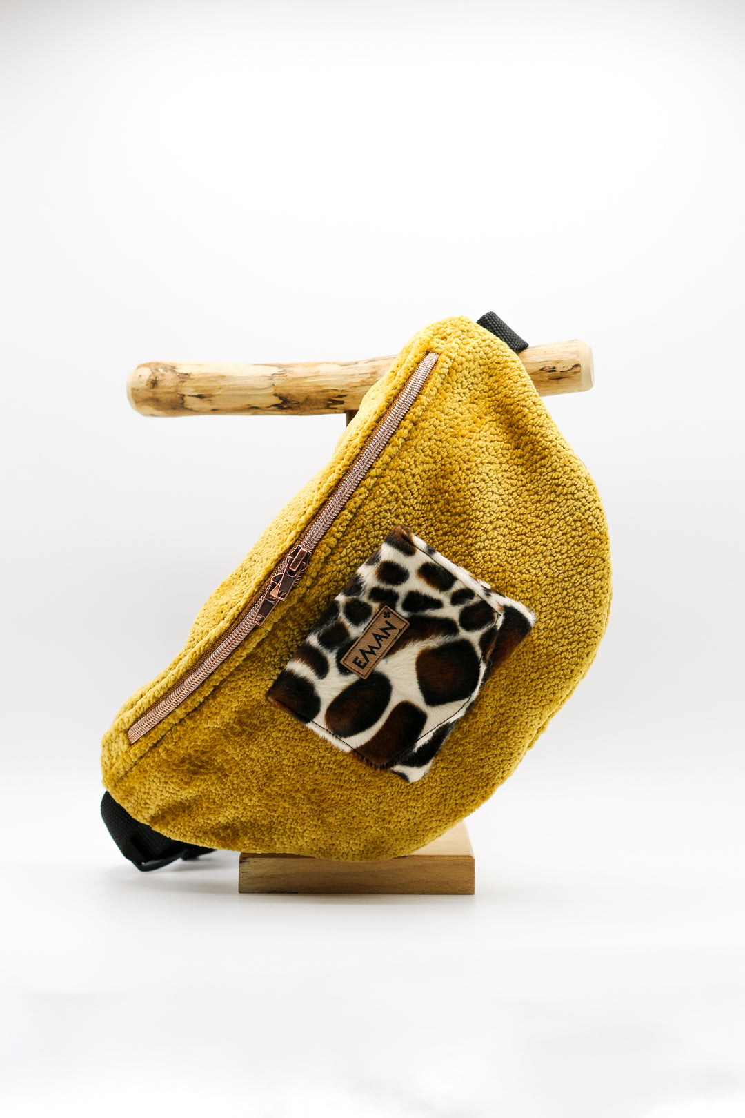 Ensemble Banane velours bouclé ocre - pochette friandises chien jirafa