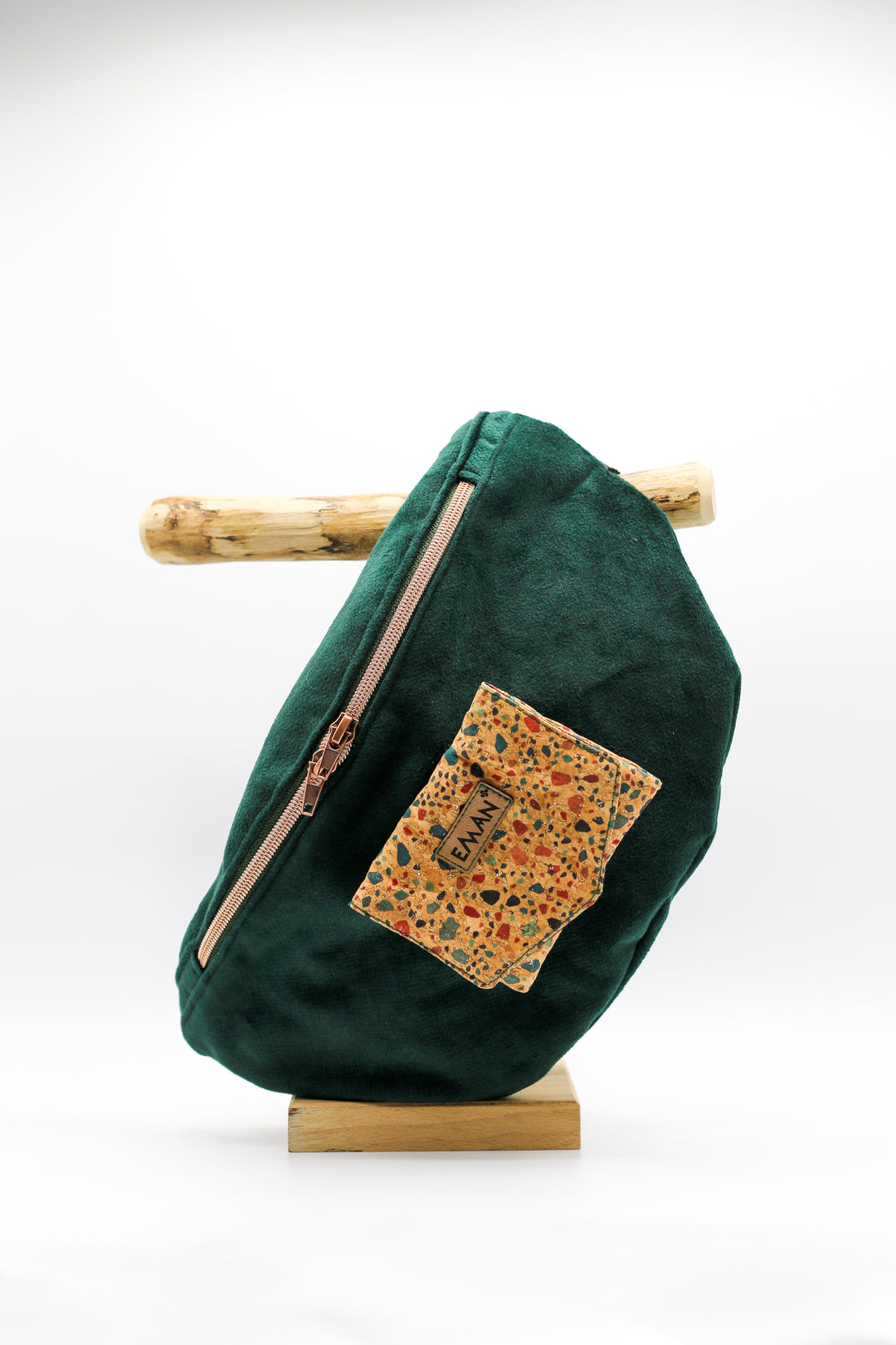 Ensemble Banane velours vert - pochette friandise chien Terrazzo