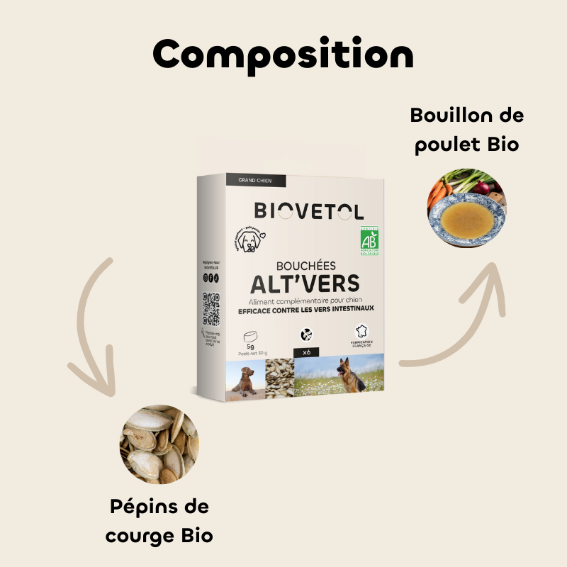 Bouchées ALT'VERS vermifuge grand chien - Biovetol