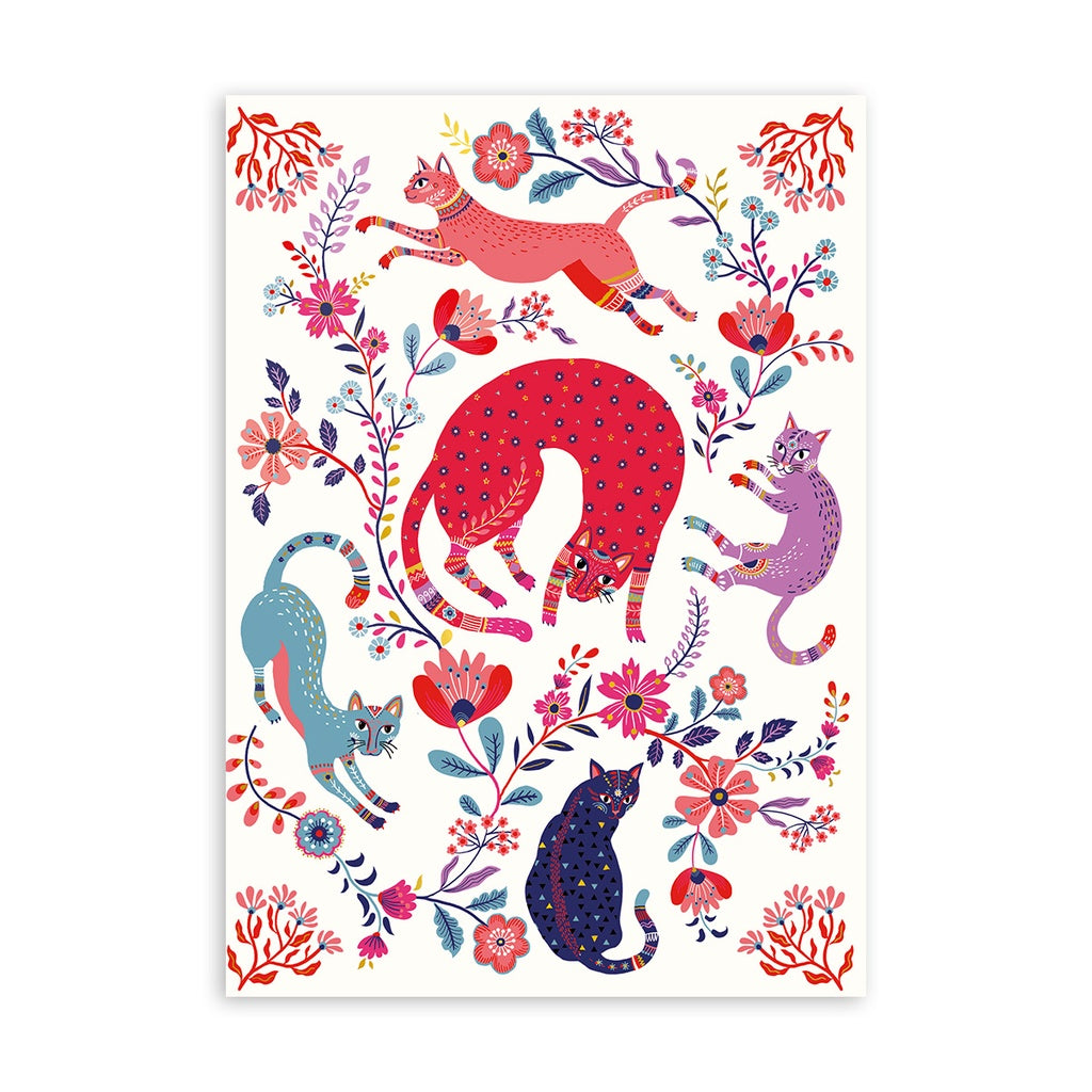 Cahier A5 Chats Folk - Cartes d'Art