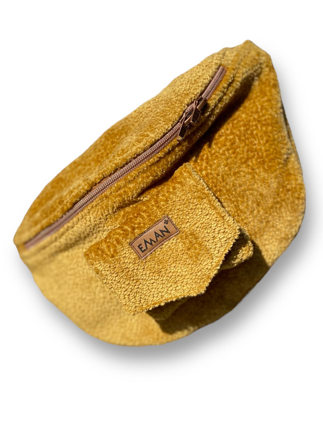 Banane - pochette friandises chien - ensemble matchy matchy velours bouclé ocre