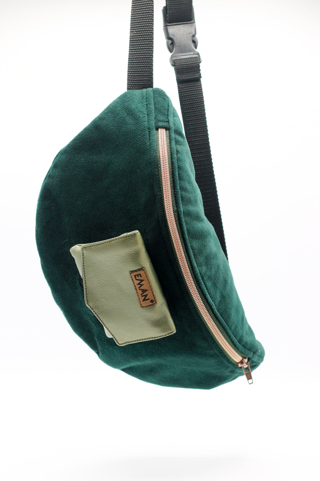 Ensemble Banane urbaine - pochette friandises chien - Velours Vert