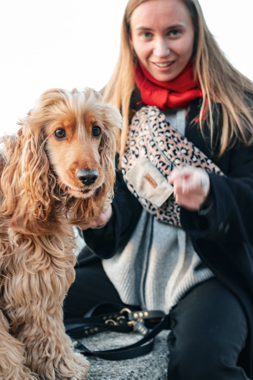 Ensemble Banane Sherpa - pochette friandise chien lin velours