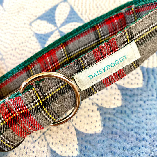 collier pour chien artisanal écossais rouge auguste