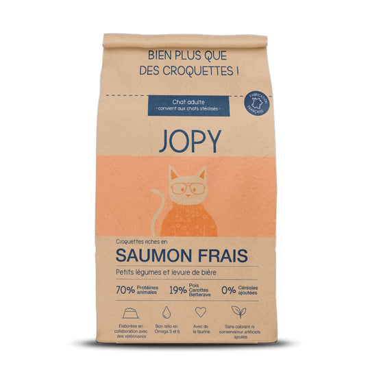 Croquettes chat sans céréales riche en saumon frais - JOPY