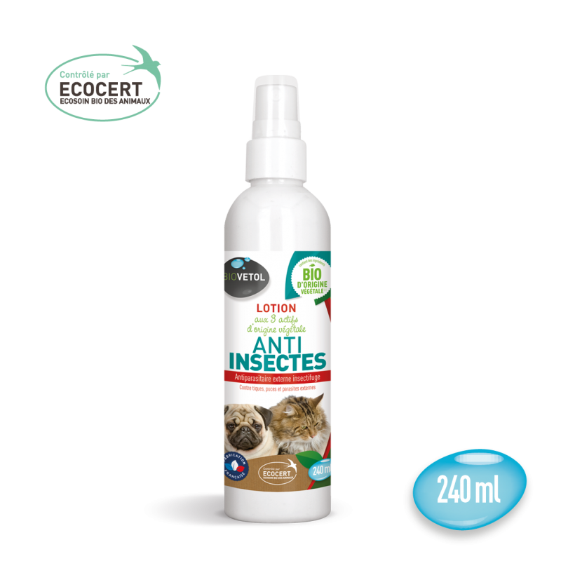 Lotion spray insectifuge - antiparasitaire chien et chat Biovetol