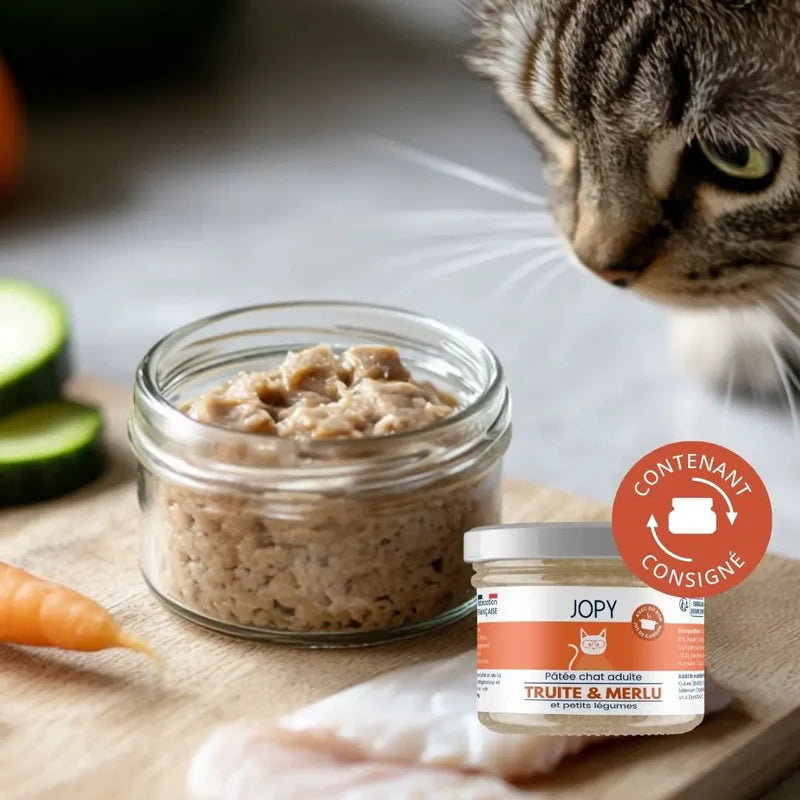 Pâtée pour chat stérilisé truite et merlu - JOPY