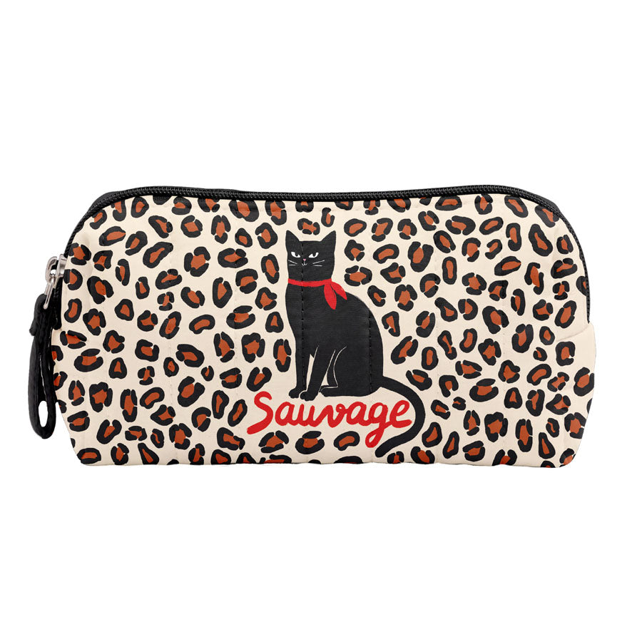 Petite trousse matelassée Sauvage chat - Cartes d'Art