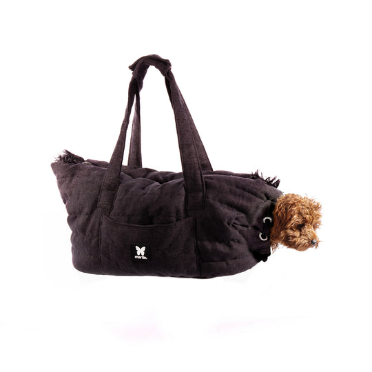 Sac couchette Toudoudou velours noir chiens - Martin sellier