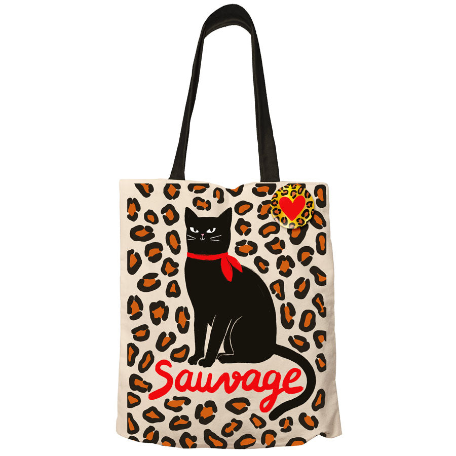Sac Tote Bag Sauvage chat - Cartes d'Art