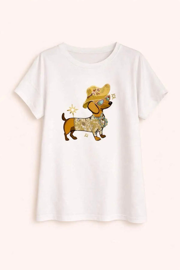 T-shirt dogmom manches courtes - Taille unique - Teckel Star