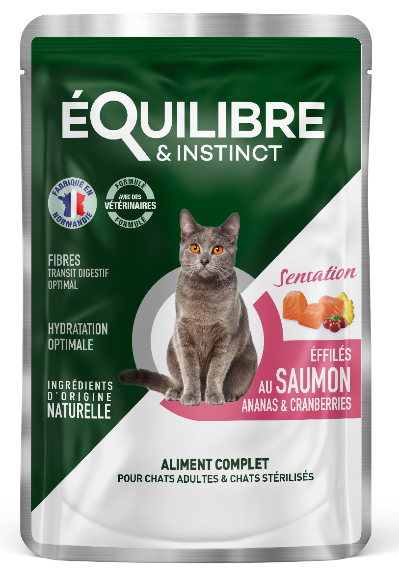 Boîte d’Effilé "Sensation" pour chat 😺 au saumon, ananas et cranberries 🐟🍍 Equilibre & Instinct