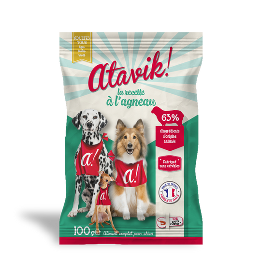 Croquettes chien sans céréales à l'agneau - Made in France - Atavik