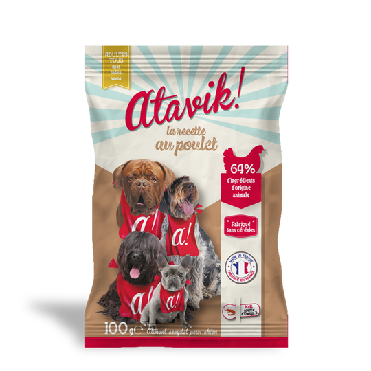 Croquettes chien sans céréales au poulet - Made in France - Atavik