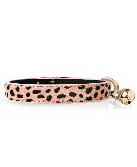 collier chat cuir rose style guépard