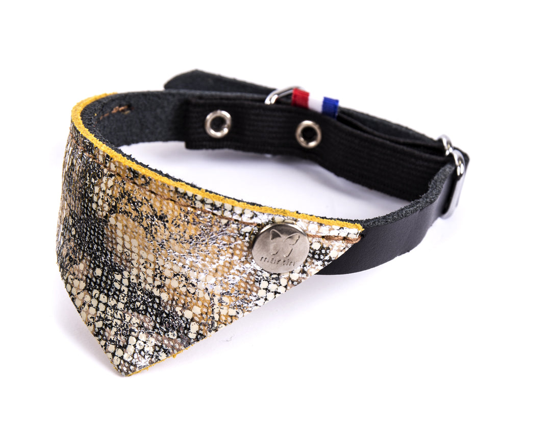 Collier bandana pour chat en cuir Made in France - Martin Sellier