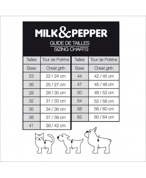 guide des tailles harnais milk and pepper